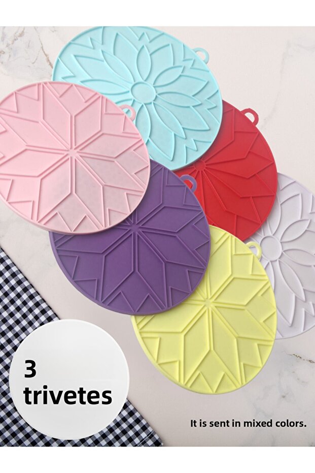 Silicone Round Trivet Set of 3 (Mixed Color)