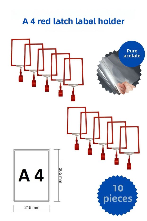 10 Pieces Red A4 Latched Price Label Basket Label Framed Price Label Ass Hanger Label
