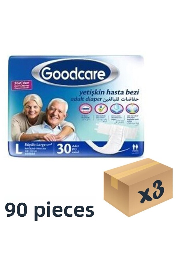 Adult Patient Diapers with Waistband Large 3 Packs of 30 90 Pieces