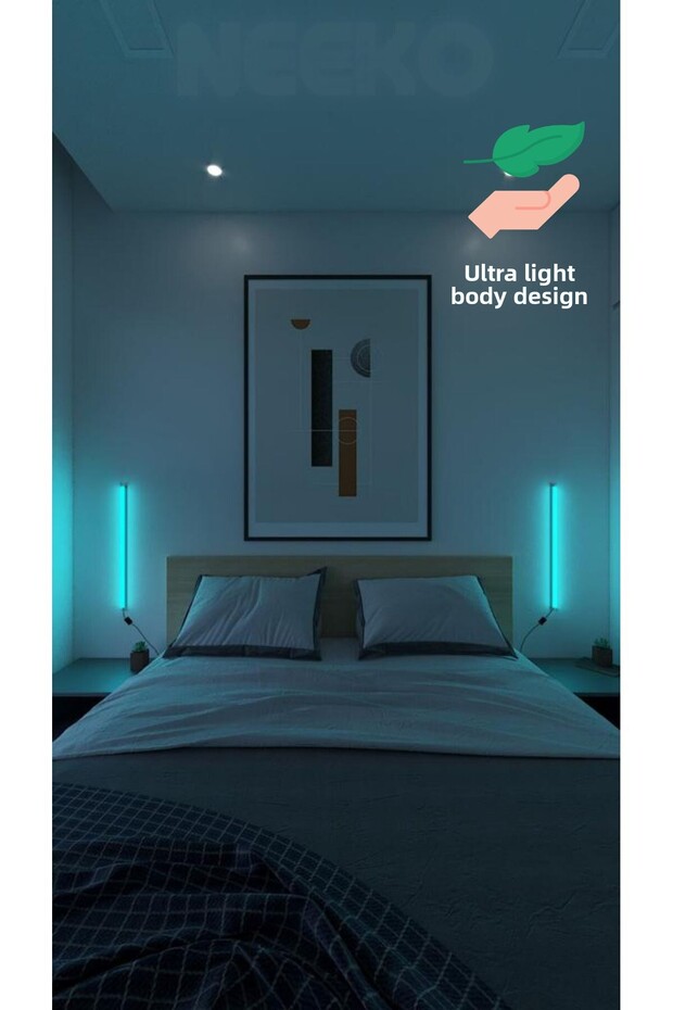 2 Pieces Mini Wall Sconce Remote Controlled Rgb Led 16 Colors - 4