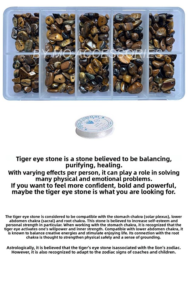 Jewelry Making Kit Chakra Energy Zodiac Stones with Tiger Eye Broken Natural Stones in Mini 10-Piece Box