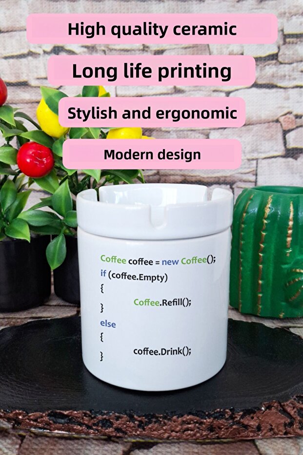 Coffee Software Engineer Java Fun Gift Printed Ceramic Lid Odorless Ashtray - 3