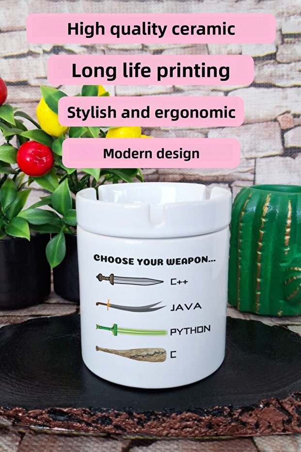 Computer Programmer Software Engineer Java Python Printed Ceramic Lid Odorless Ashtray - 3
