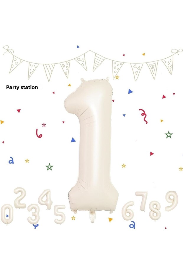1 Number Foil Balloon Cream Color Number Balloon Age Balloon 76 Cm Number Balloon Flying Balloon Helium Balloon