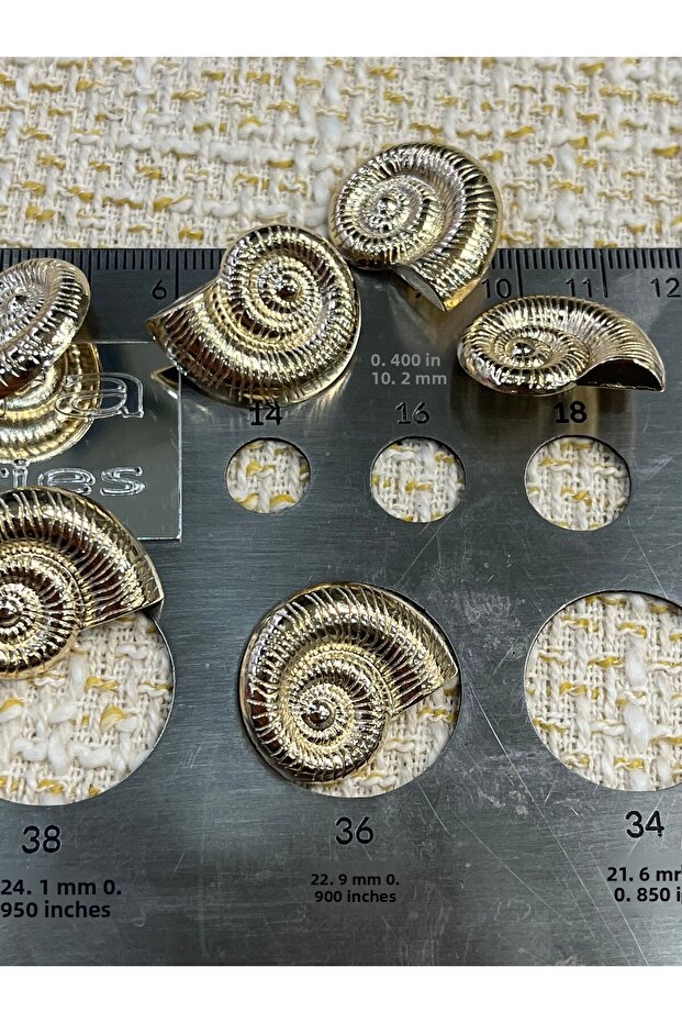Snail Model Custom Design Gold Set of 3 Buttons - 6