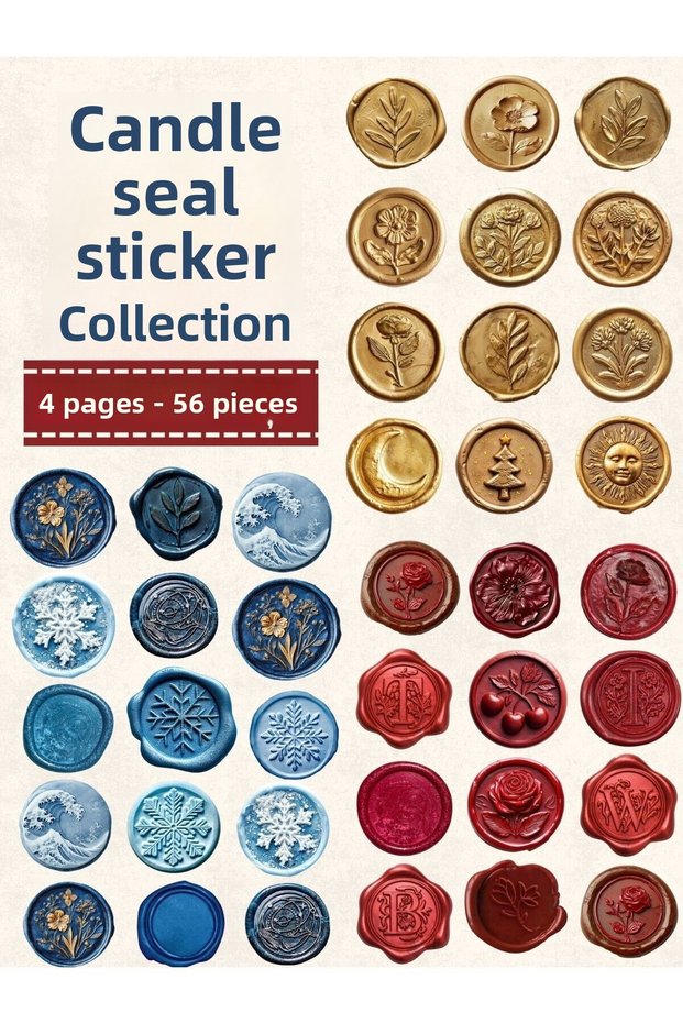 Wax Seal Sticker Set 56 Pieces - Planner Agenda Tablet Phone Laptop Sticker
