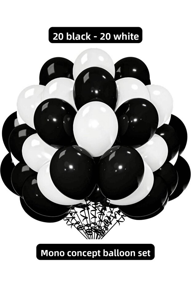 Pastel Black and White 40 Balloon Set Birthday Party Decoration