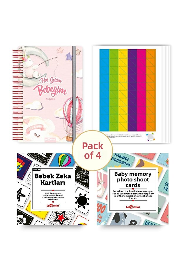 Baby Memory Book with Girl Sticker + Shooting and Intelligence Cards Set