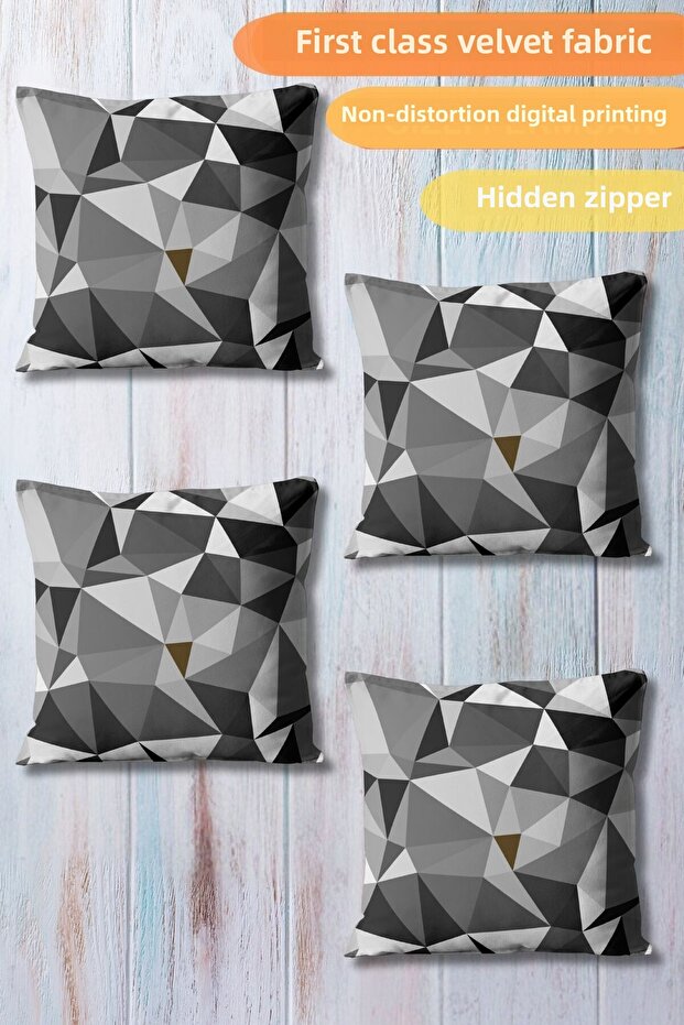 Digital Printed Gift Sofa 4-Piece Throw Pillow Covers | Black and White 3D