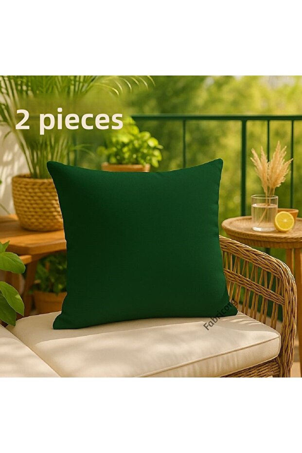 Duck Cloth Throw Pillow Cover Suitable for Punch Grass Green (40X40 cm) 2 Pieces