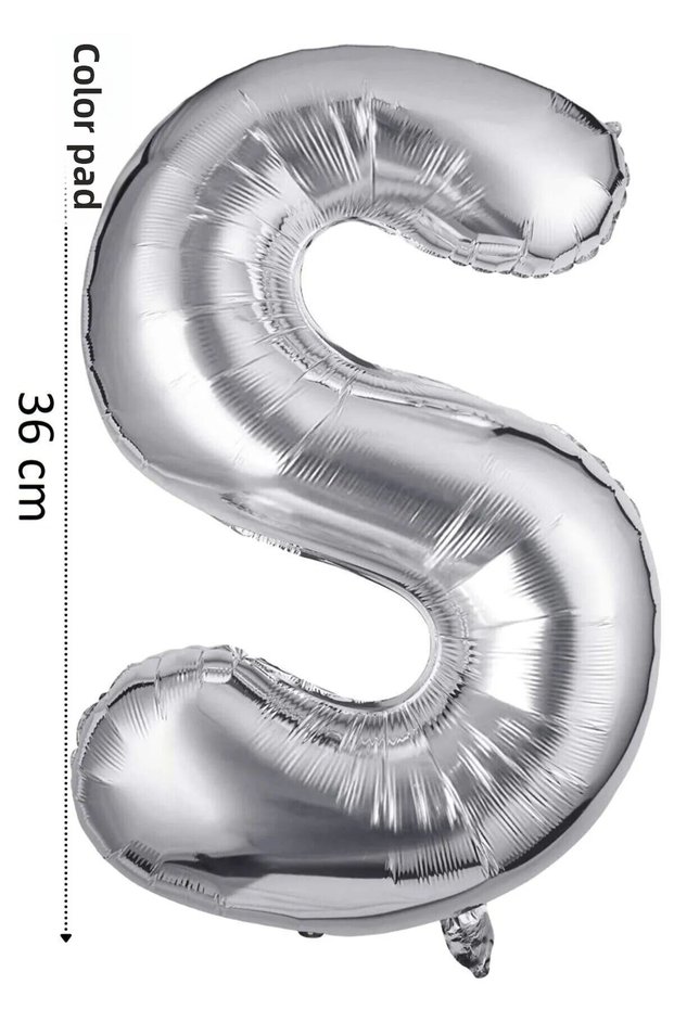 Foil Balloon Letter S Helium Balloon 36 cm Silver Color - Letter S Balloon - Letter Foil Balloon - 16 Inch