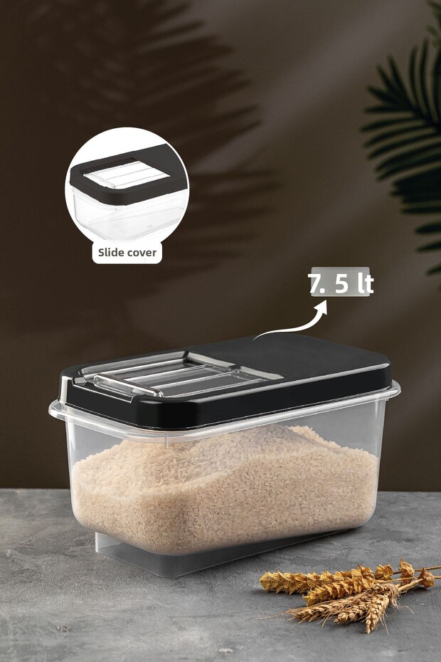 حاوية تخزين البقوليات سعة 7.5 لتر من Multibox - حاوية تخزين الطعام مع غطاء منزلق حاوية دقيق أنثراسايت - 1