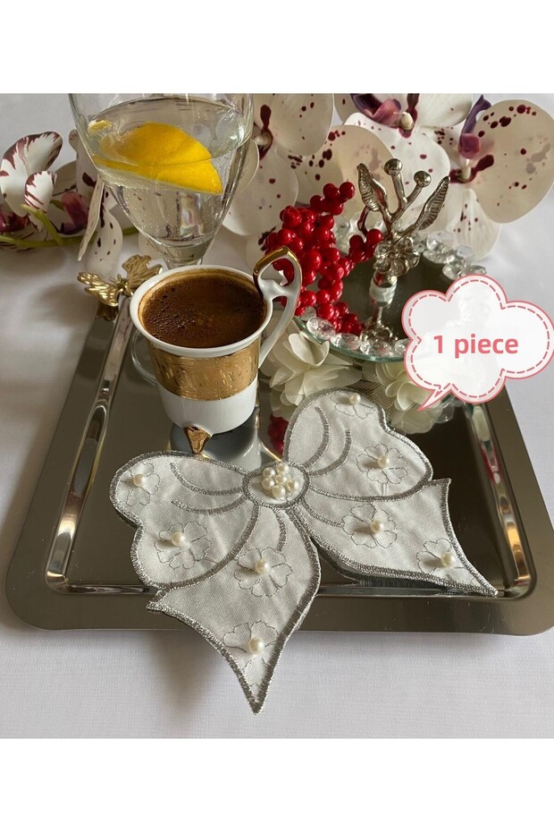 Coffee Side Napkin, Presentation Napkin, Cocktail Napkin, Coffee Presentation Napkin, Pearl Detail