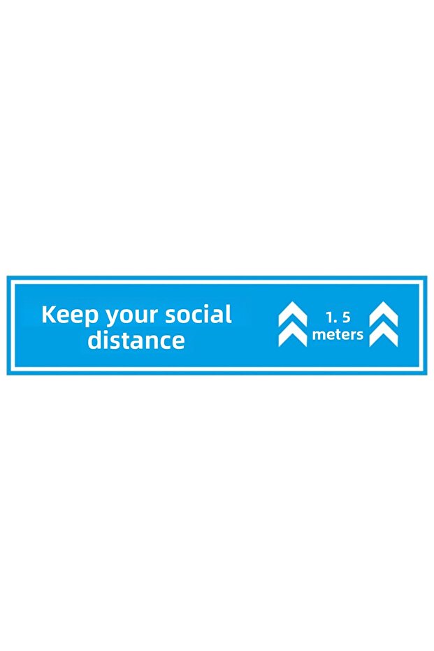 Keep Your Social Distance Lettering Blue Color to Paste on the Floor Sticker Banner 12x50cm Syl23