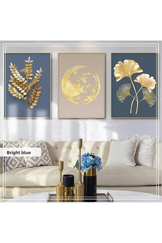 Metal Framed Real Glass Table Brightbluea Set of 3