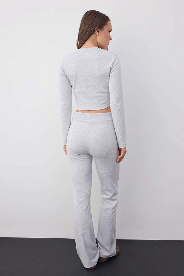 Wardrobe Essentials –Gri Melanj Slim/Vücuda Oturan Örme Alt-Üst Takım | TWOAW26AU00008 - 4