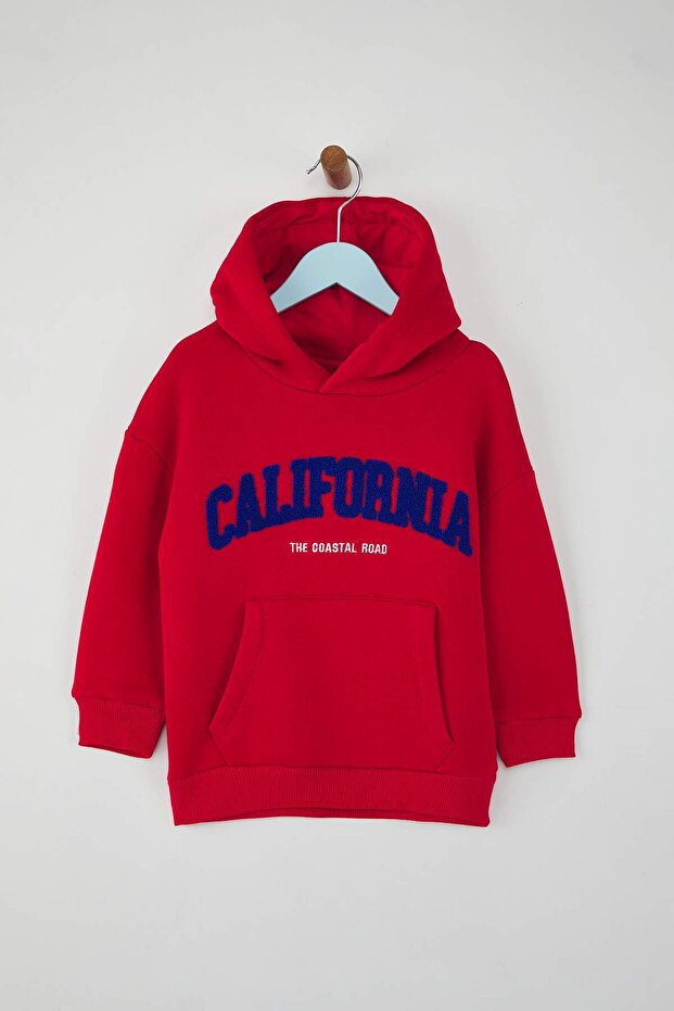 Kırmızı Pamuklu Slogan Baskılı 23 Nisan OversizeÖrme Unisex Çocuk Sweatshirt TKDAW26SW00025 - 2