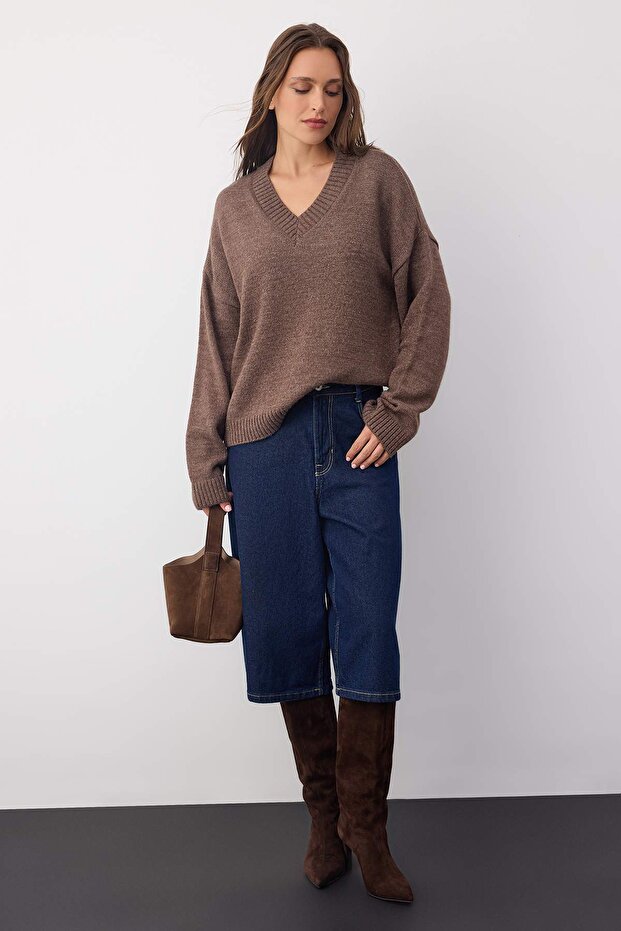 Wardrobe Essentials Vizon Basic Geniş Kalıp Yumuşak Dokulu Triko Kazak | TWOAW26KZ00091 - 3