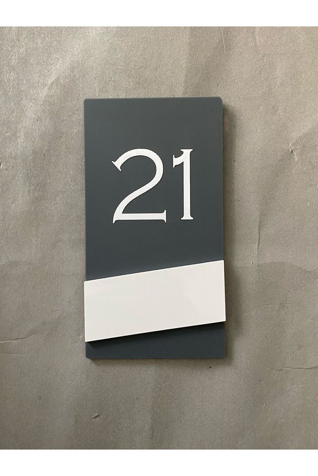 Anthracite Door Number White Detailed Plexiglass Self Adhesive Side Series 15X8 cm