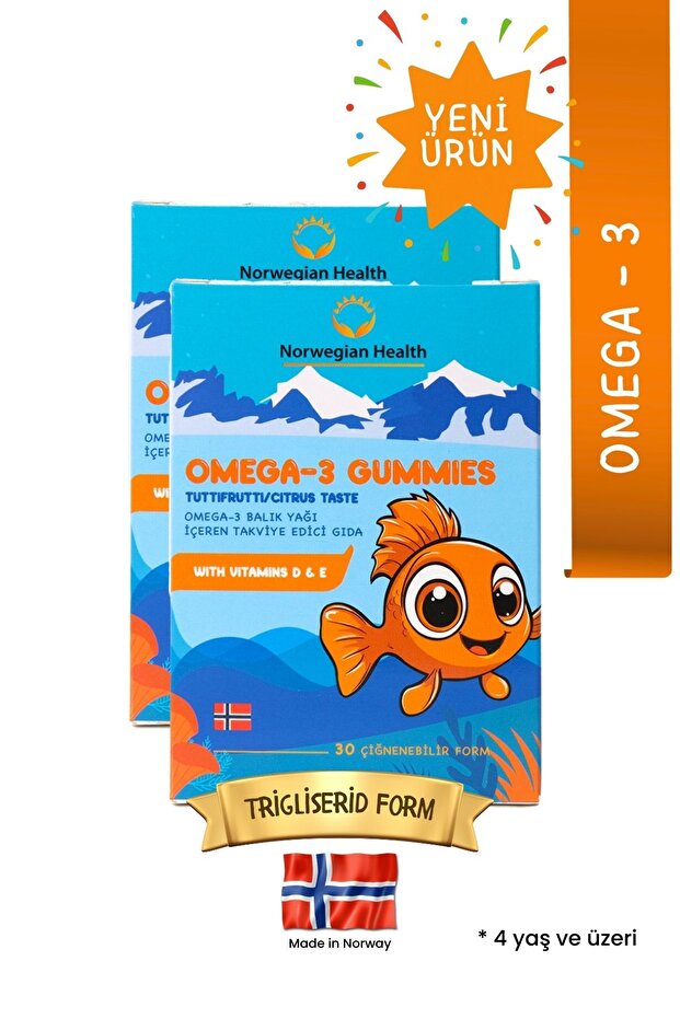 Omega 3 Gummies Çocuklar Için Tutti Frutti Aromalı 30 Çiğnenebilir Norveç Üretimi Balık Yağı X 2adet - 1