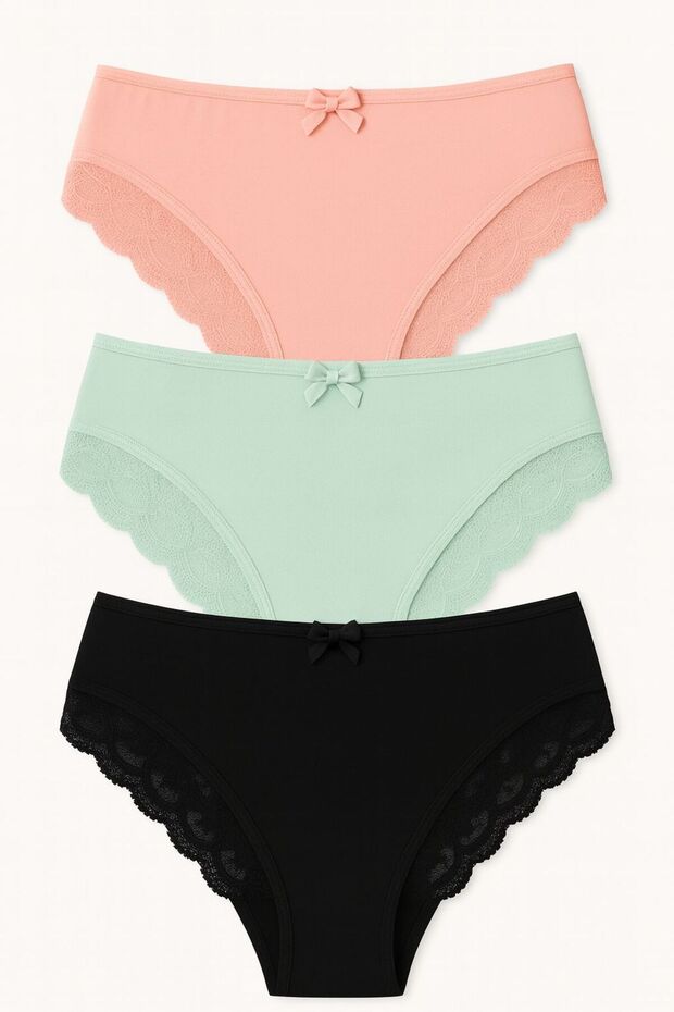 Front Cotton Back Lace Bato Set of 3