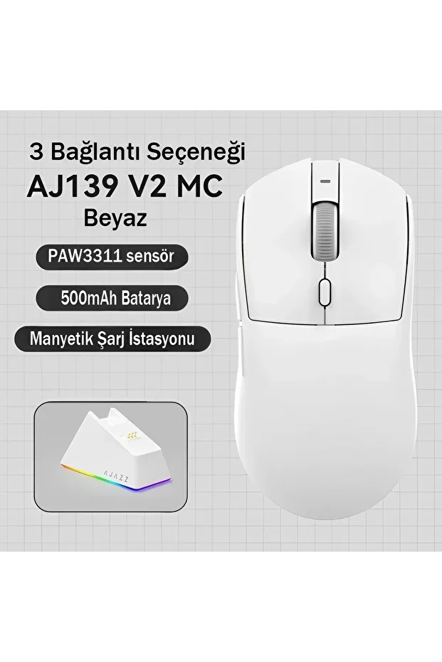 Aj139 V2 Mc 24.000 Dpı Paw3311 Ultra Hafif 3 Modlu Oyuncu Mouse - 500mah Batarya - 6