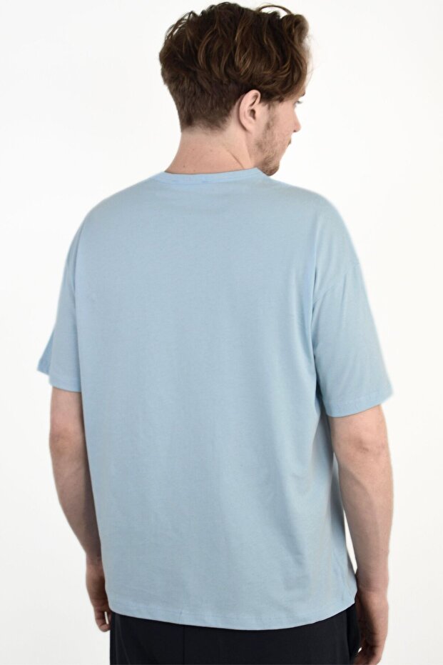 Men's Slogan Printed Basic Crew Neck T-Shirt - 4