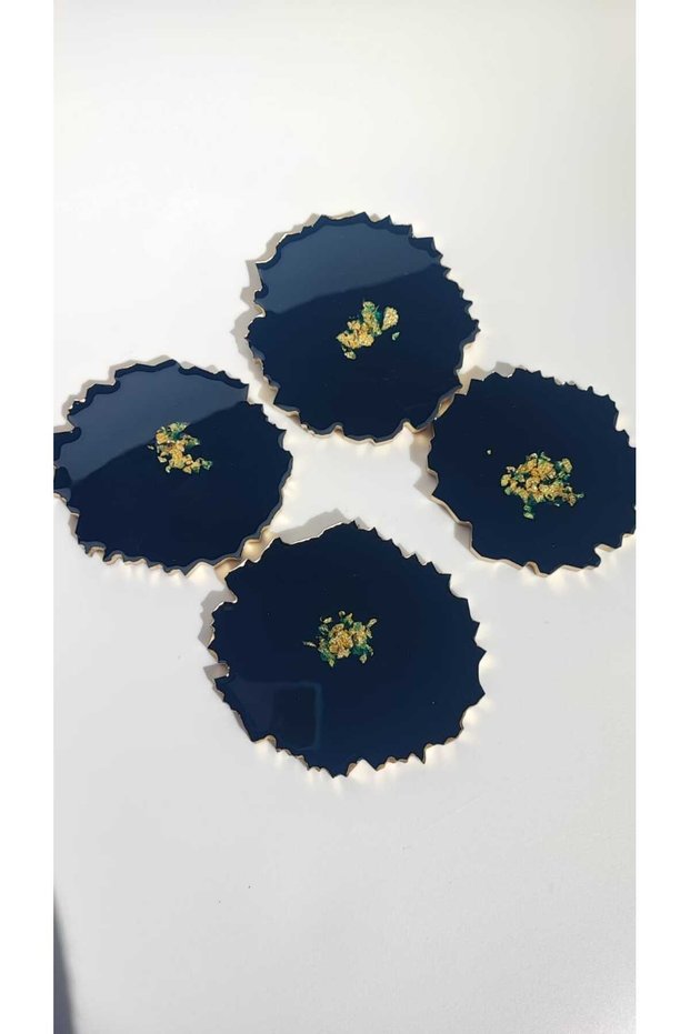 Emerald Green Set of 4 Handmade Epoxy Coasters
