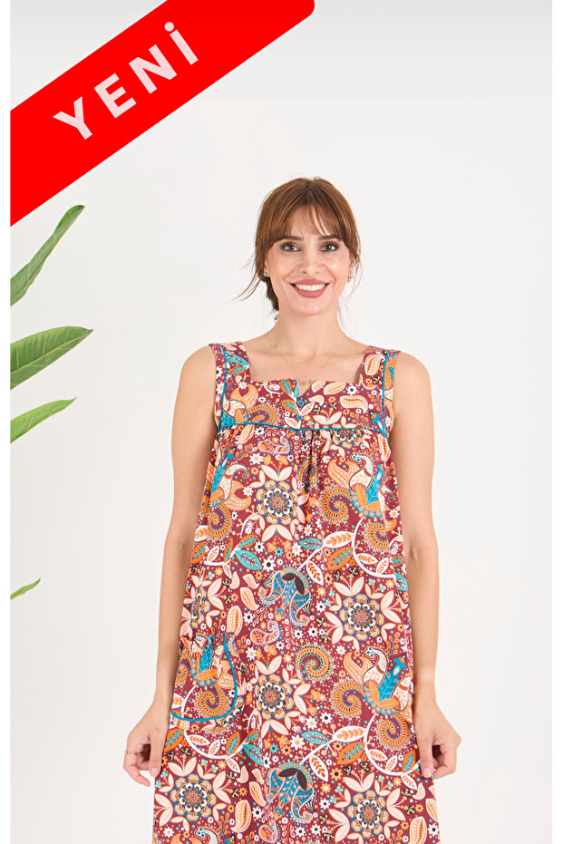 Wide Cut New Pattern Pocketed Suspender Dress in Quality Cotton Fabric