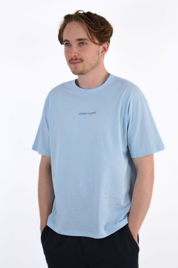 Men's Slogan Printed Basic Crew Neck T-Shirt - 1