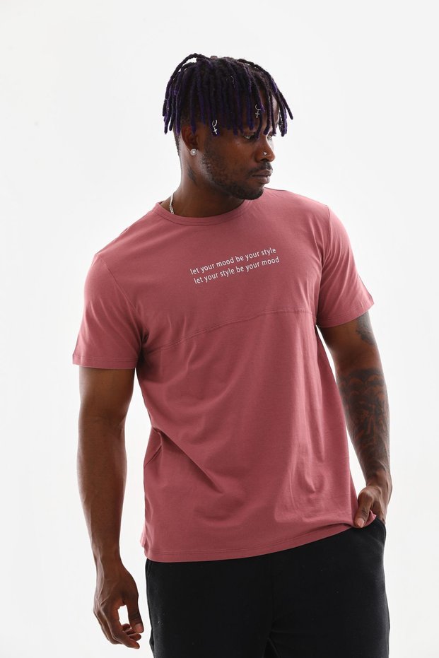 Men's 100% Cotton Crew Neck Regular Fit Slogan Printed T-Shirt