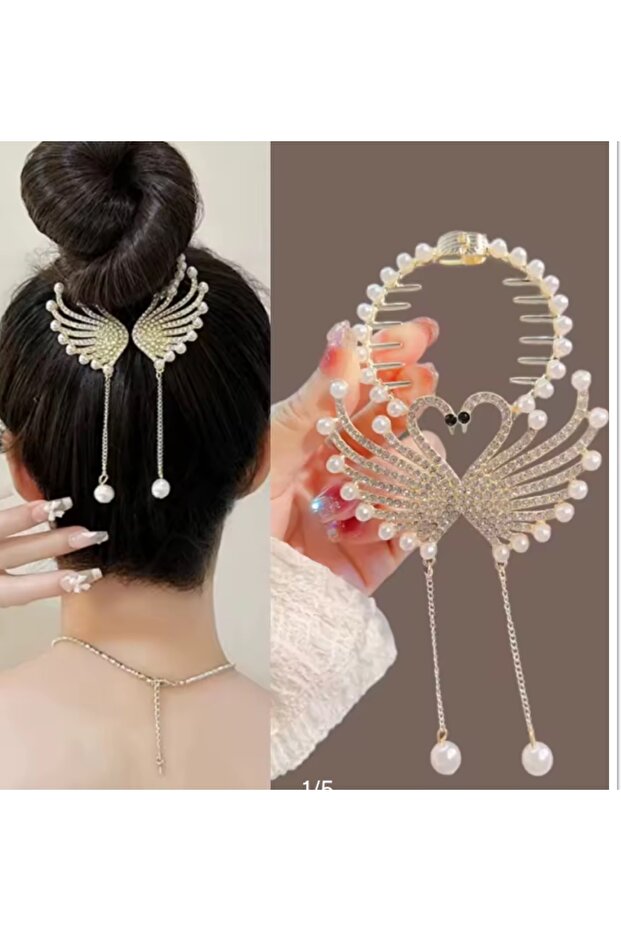 Bun and ponytail buckle, new style stylish with pearls and rhinestones