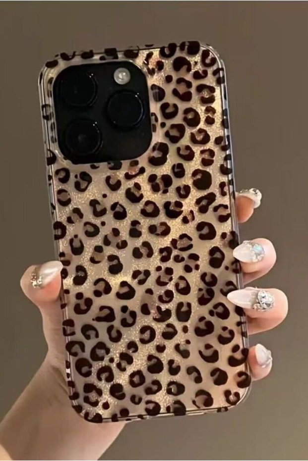 Aurora Leopard Pattern Glossy Sides Transparent Phone Case for iPhone 13 Pro Max
