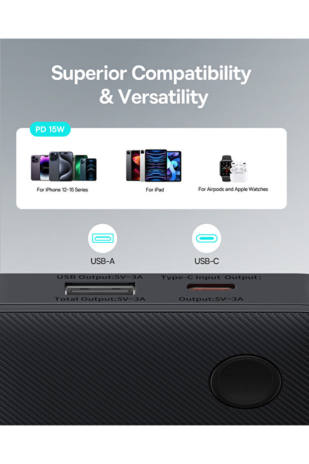 Airpow Lite Power 10.000mAh 15W Powerbank - Beyaz - 7