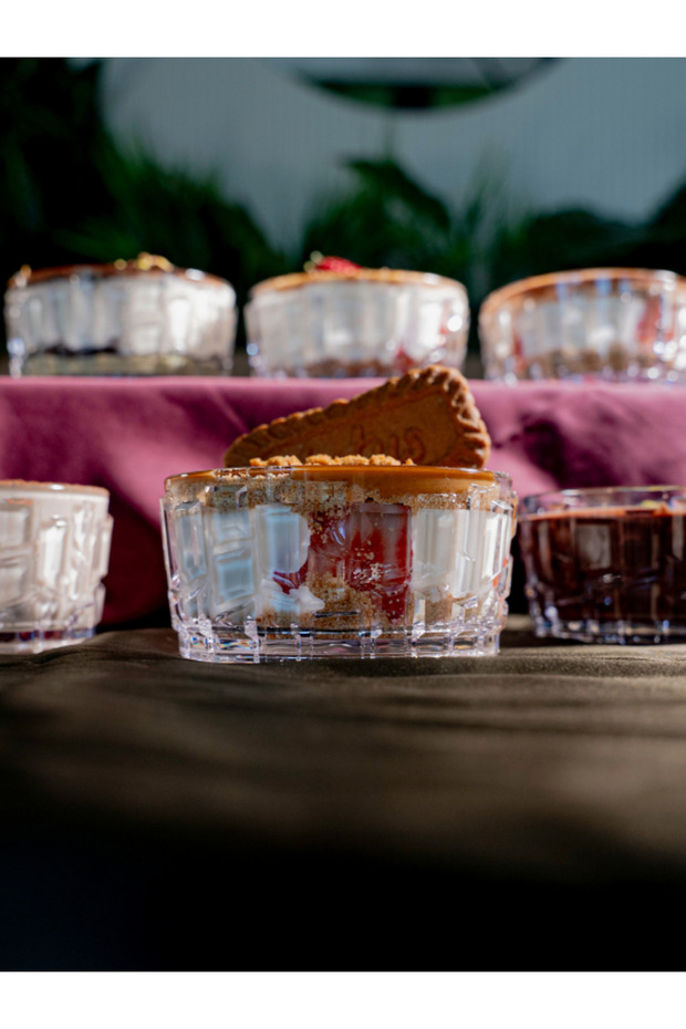 6-Piece Crystal Patterned Transparent Magnolia Bowl | Dessert, Ice Cream and Cookie Serving Dish (Not Glass)
