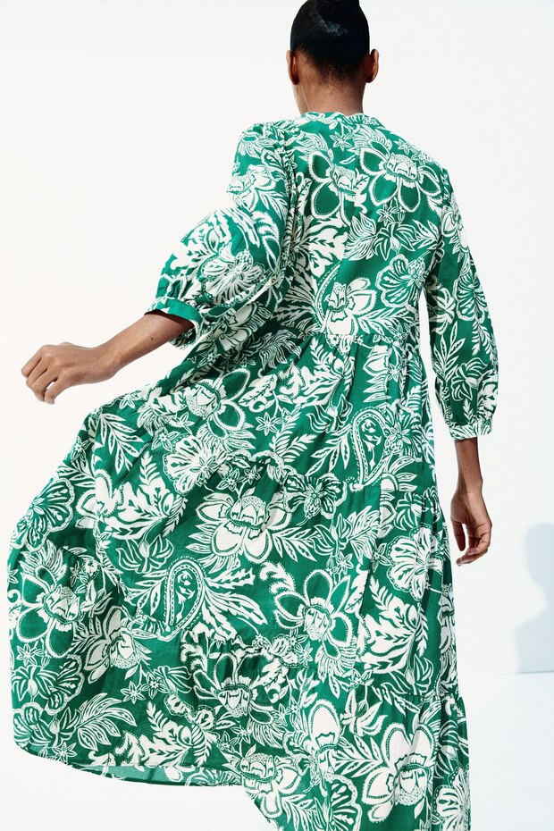 Katlı Midi Elbise - 3