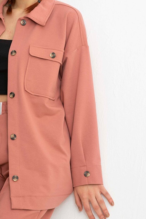 Kadın Gömlek-ceket Örme Cep Detaylı - 3