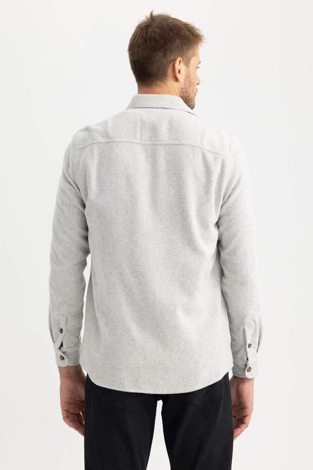 Regular Fit Oduncu Cep Detaylı Basic Düz Uzun Kollu Gömlek A5515AX24SP - 8