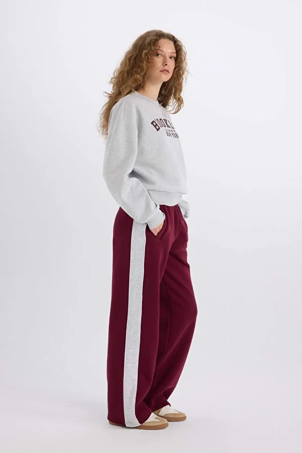 Regular Fit Kalın Eşofman Altı Beli Lastikli Basic Düz Geniş Bol Paça E4900AX24CW - 2