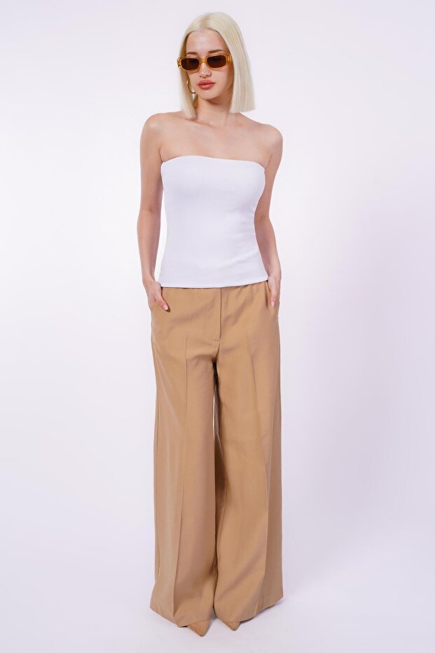 Beyaz Straplez Basic Kadın Bluz Sh247 - 7