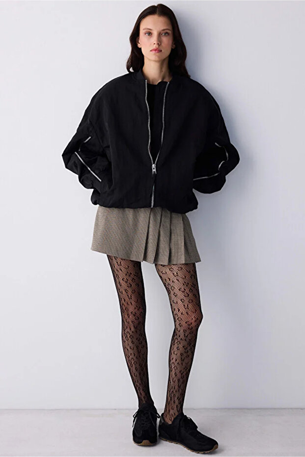 Black Leopard Patterned Fishnet Socks Leopard - 1