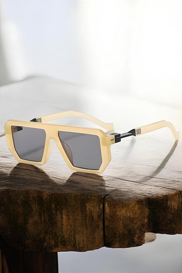 Chequar Unisex Yellow Square Frame Uv400 Sunglasses