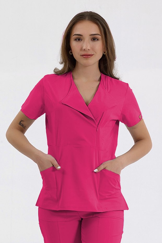 Single Top Special Collar Invisible Zipper Doctor and Nurse Scrubs Uniform Poppy Orange | BRLMEDİKAGO