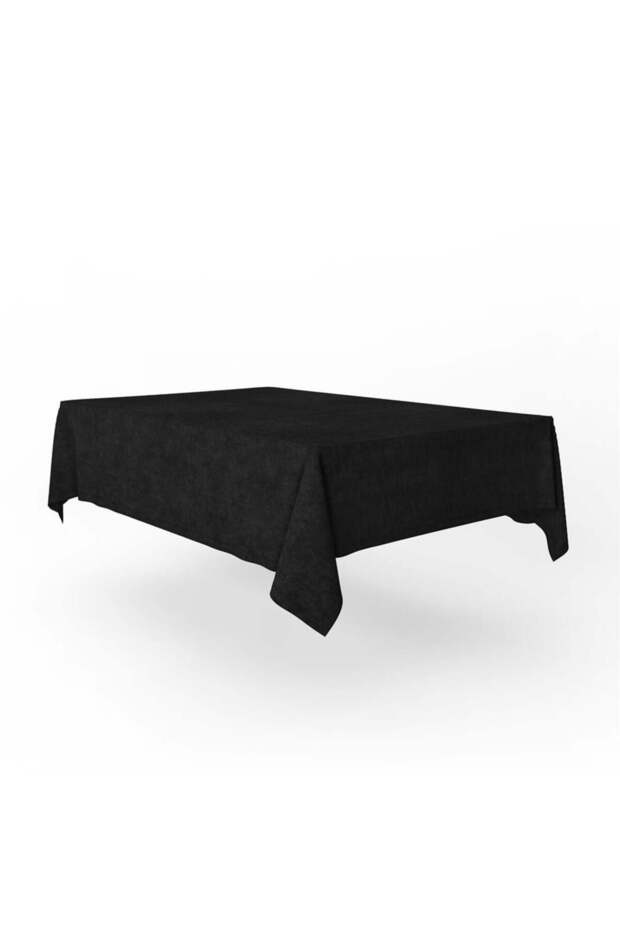 Kadife Dokulu Masa Örtüsü Siyah Rengi - 1