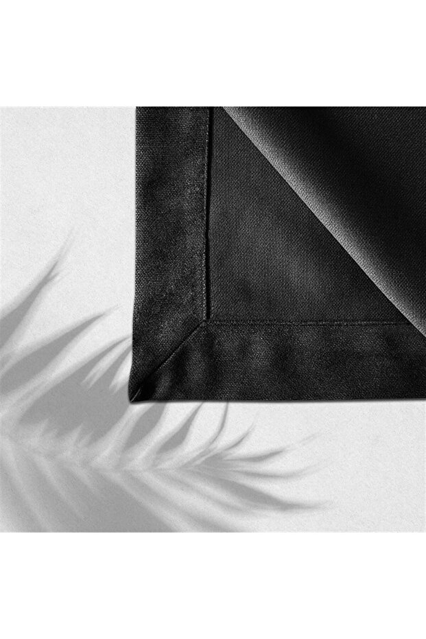 Kadife Dokulu Masa Örtüsü Siyah Rengi - 3