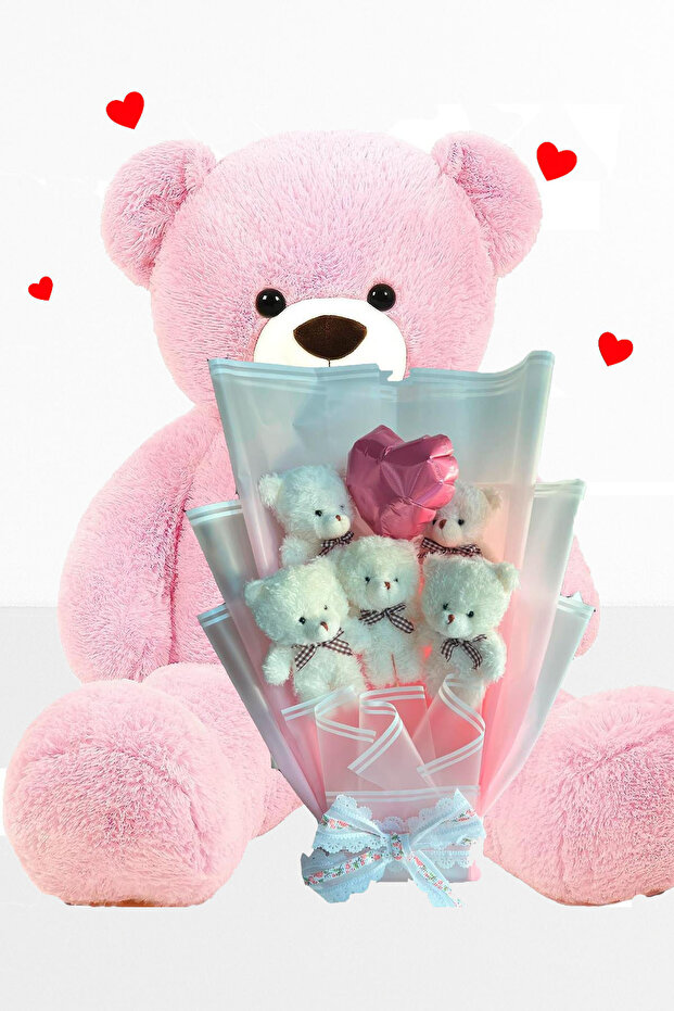 90 cm Large Plush Bear Teddy Bear and Heart Balloon Teddy Bear Bouquet Romantic Gift for Lover Birthday