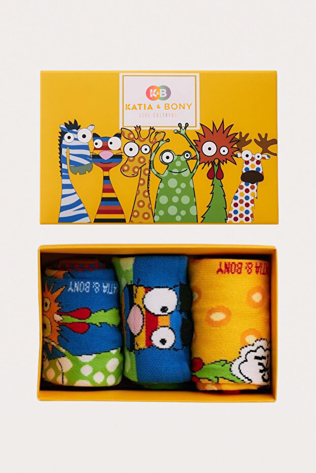 Rooster Patterned 3-Piece Boxed Socks - 1