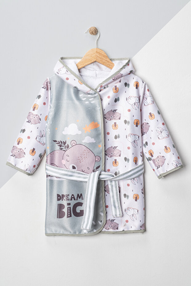 Printed Hooded Children's Bathrobe Beach Children's Baby Poncho Bath Towel Inside Cotton Girl's Bathrobe Boy's Bathrobe