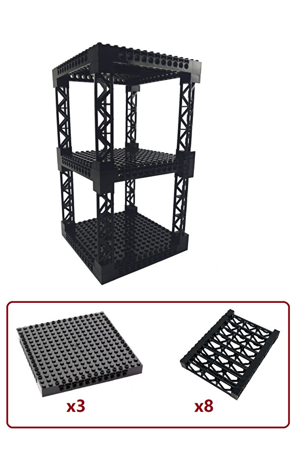 3 plates 8 pillars Multi functional Building Blocks Stackable Multi-Layer Desktop Storage Rack Simu - 1