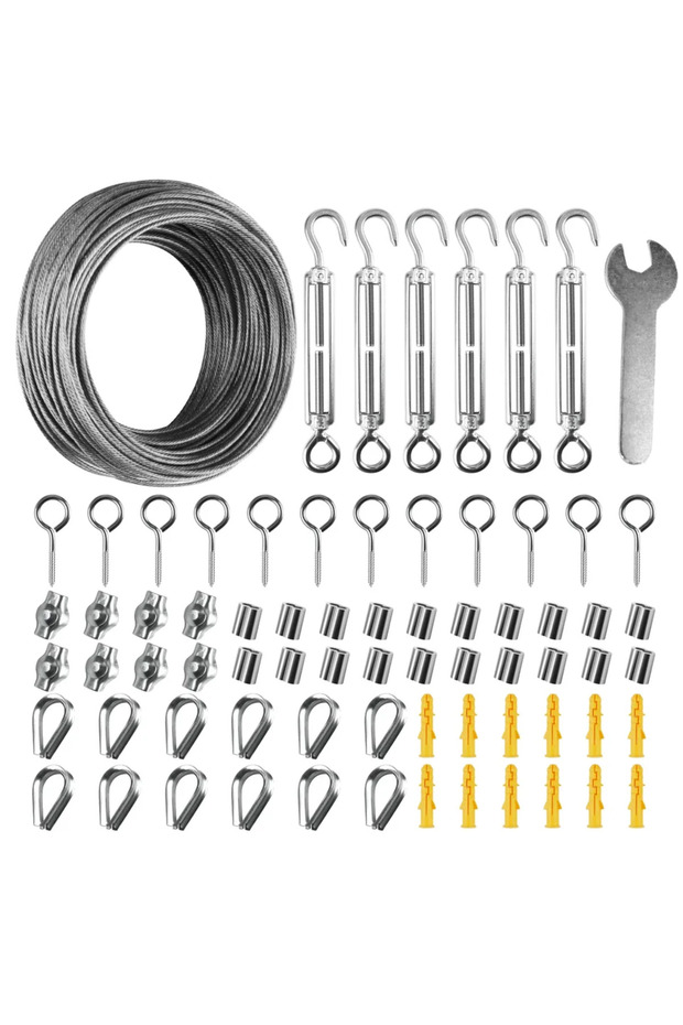 72 Pcs 2/15/35M Garden Sail Wire Rope Kit Stainless Steel Cable Rope PVC Coated Canopy Wire Trellis
